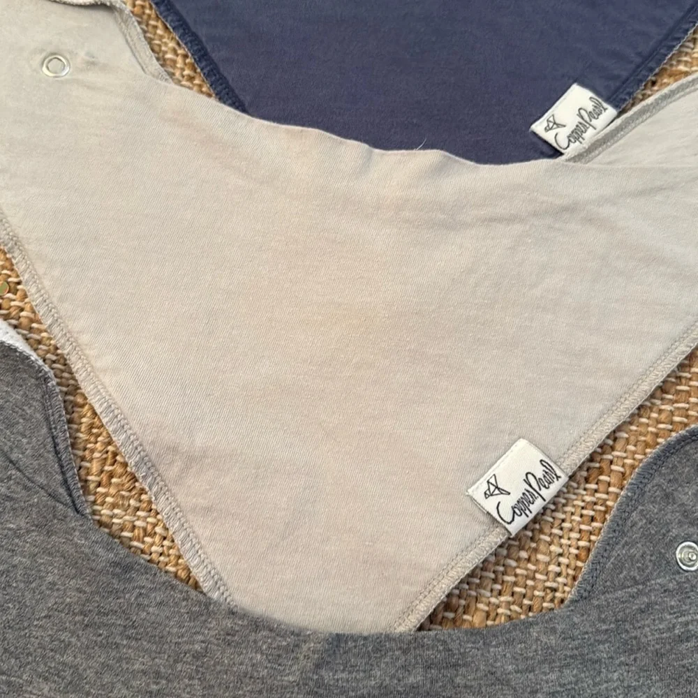 Copper Pearl Bundle Drool Fleece Lined Bibs Gray Blue